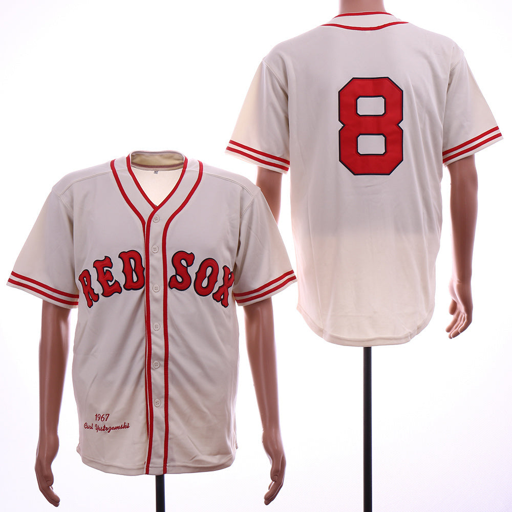 Boston Red Sox #8 Carl Yastrzemski Red Sox 8 Off-White 1967 Retro
