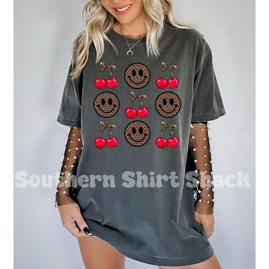 Boujee smiley cherries T shirt  | Pepper comfort colors t shirt