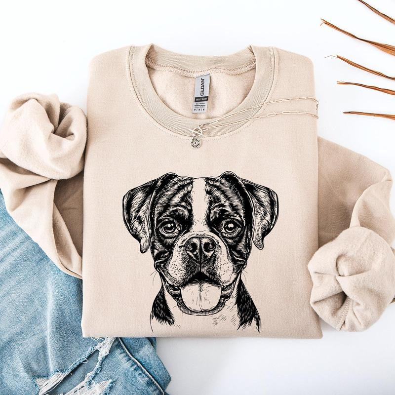 Boxer, Dog Lover Apparel, Pet, Dog Breed, Cute Sweatshirt, Crew Neck, Women's, Crewneck T-Shirts, Hoodie | WearSparks.com