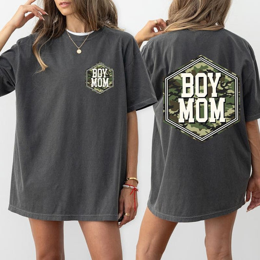 Boy Mom Comfort Colors Shirt, Camo Boy Mama T-shirt, Camouflage Boys Mom Clothing, Gift For Mom, Mother's Day Gift