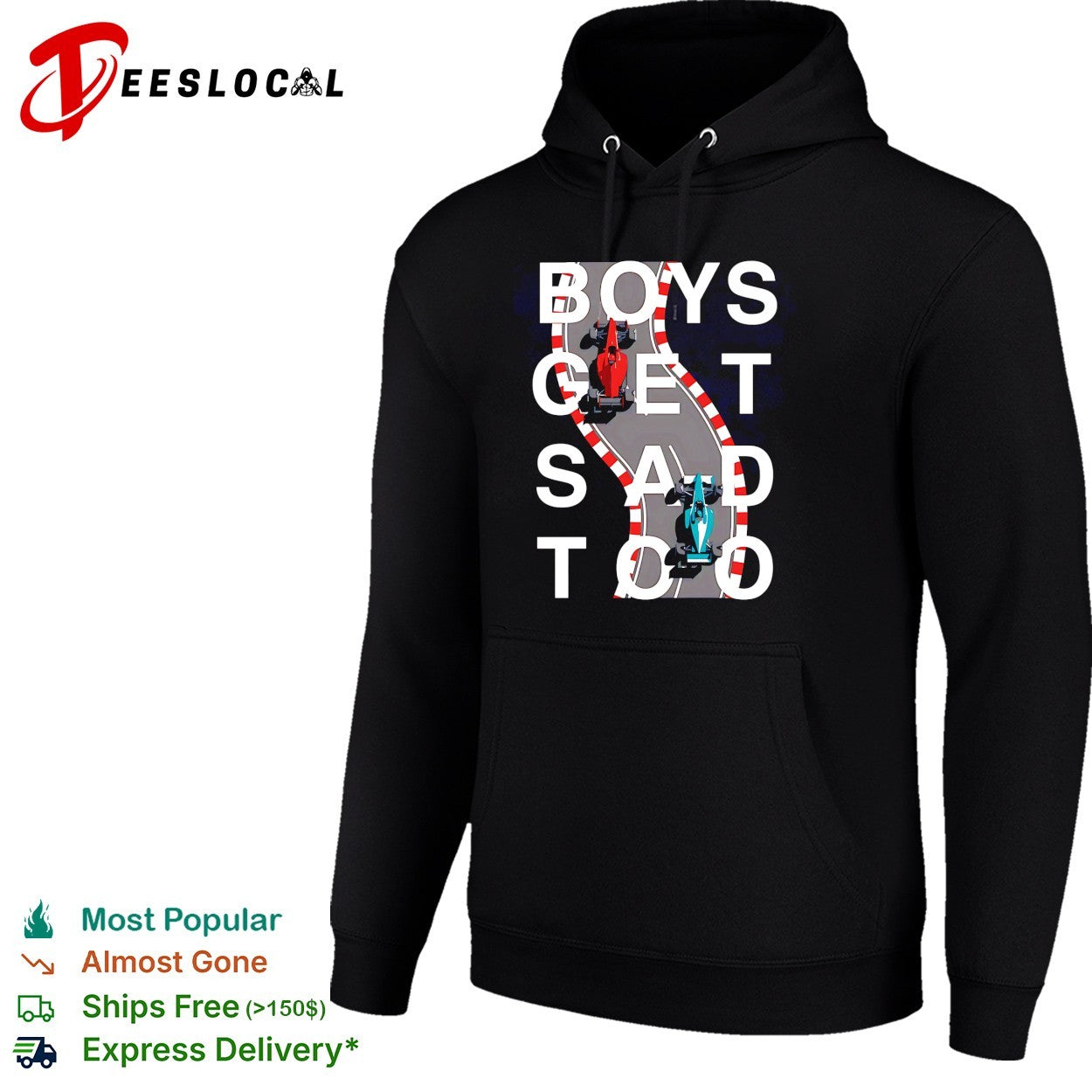 Boys get sad too race cars driving on track shirt