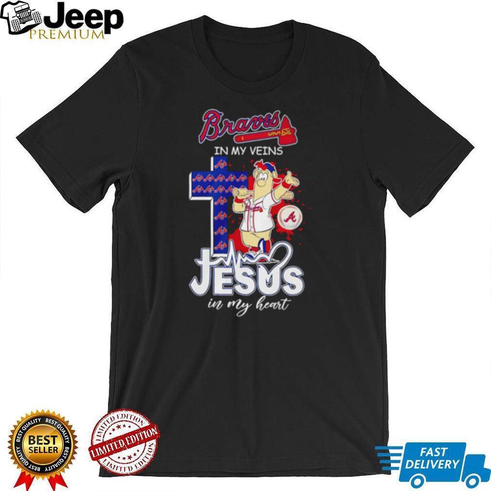 Braves In My Veins Jesus In My Heart Atlanta Baseball Christian Mascot T Shirt