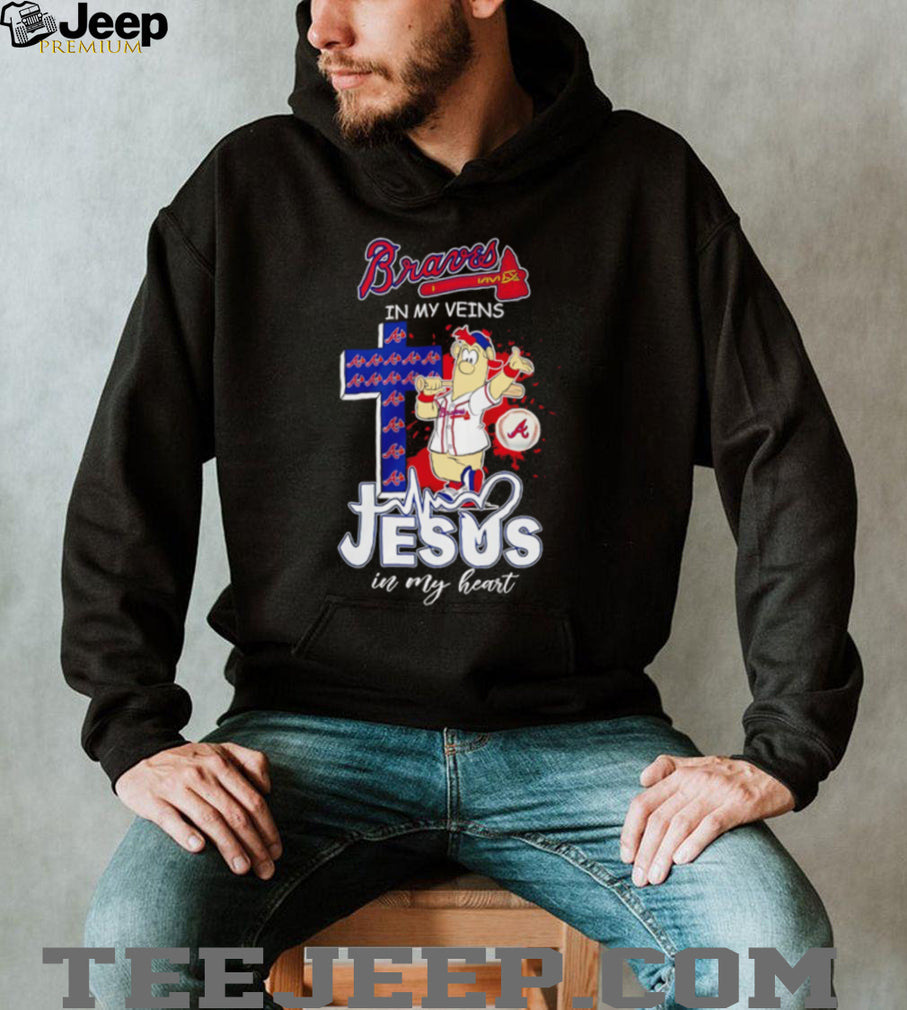 Braves In My Veins Jesus In My Heart Atlanta Baseball Christian Mascot T Shirt