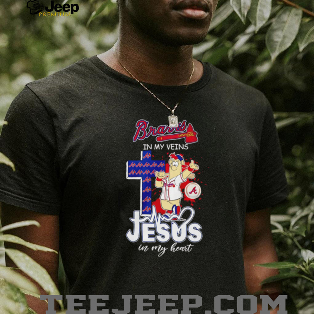 Braves In My Veins Jesus In My Heart Atlanta Baseball Christian Mascot T Shirt