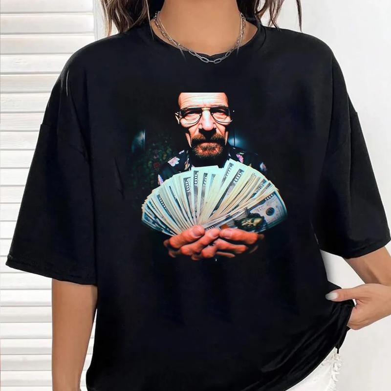 Breaking Bad Graphic Tee, Walter White Dollar T-Shirt, Meme Cringe Funny Dumb Streetwear