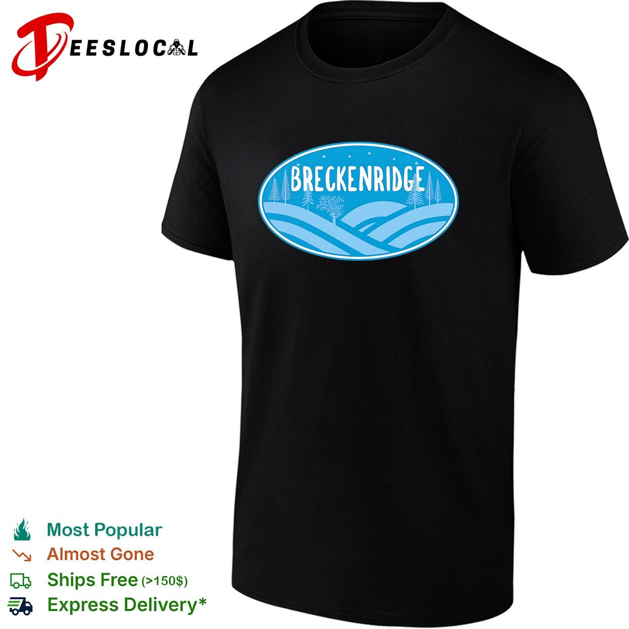Breckenridge mountains and trees oval shirt