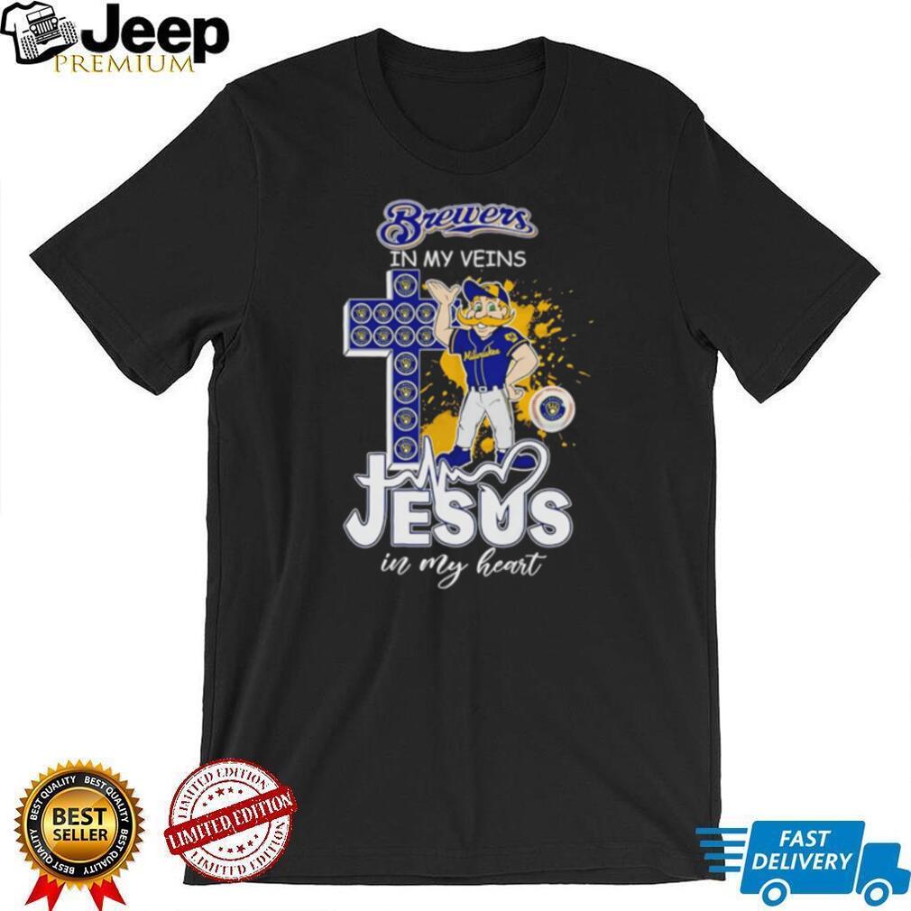 Brewers In My Veins Jesus In My Heart Milwaukee Baseball Faith Fan T Shirt