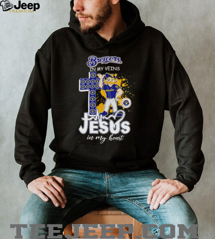 Brewers In My Veins Jesus In My Heart Milwaukee Baseball Faith Fan T Shirt