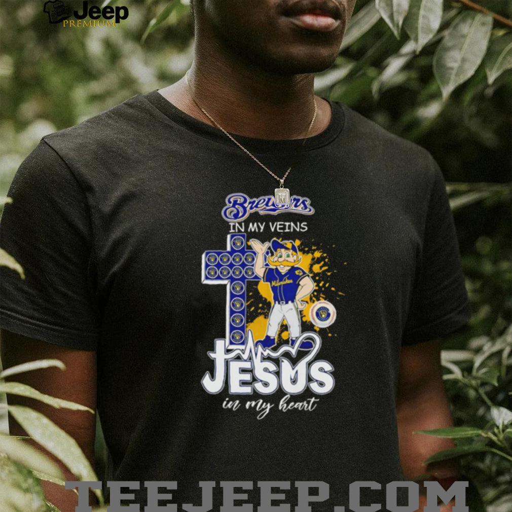 Brewers In My Veins Jesus In My Heart Milwaukee Baseball Faith Fan T Shirt