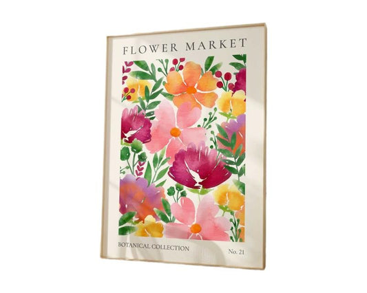 Bright Flower Market Print, Wild Flower Wall Art, Flower Poster, Living Room Print, Gifts For Besties Friends Bedroom Wall Decor, Poster Prints No Frame, Dorm Room Decor, Large Wall Art, Gifts For Birthday