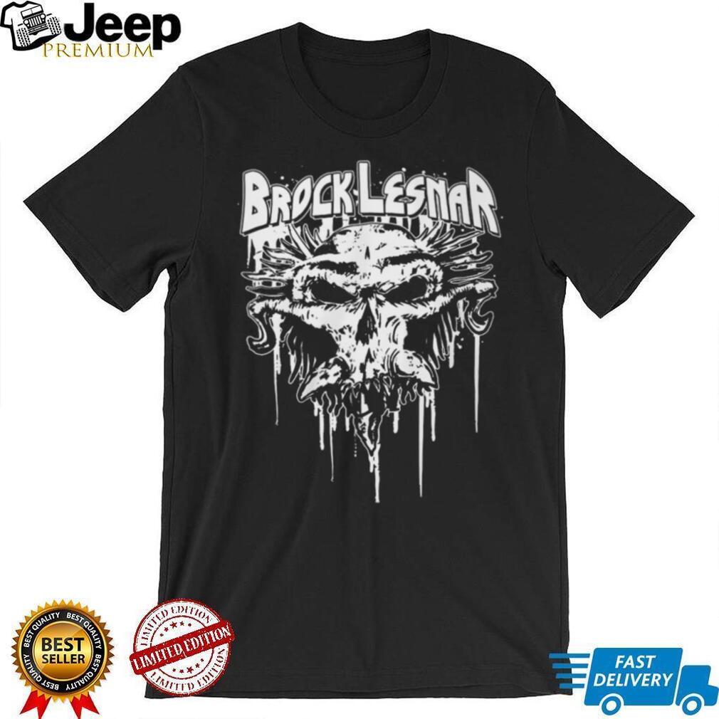 Brock Lesnar Distressed White Skull Logo Streetwear Style Wrestling T Shirt