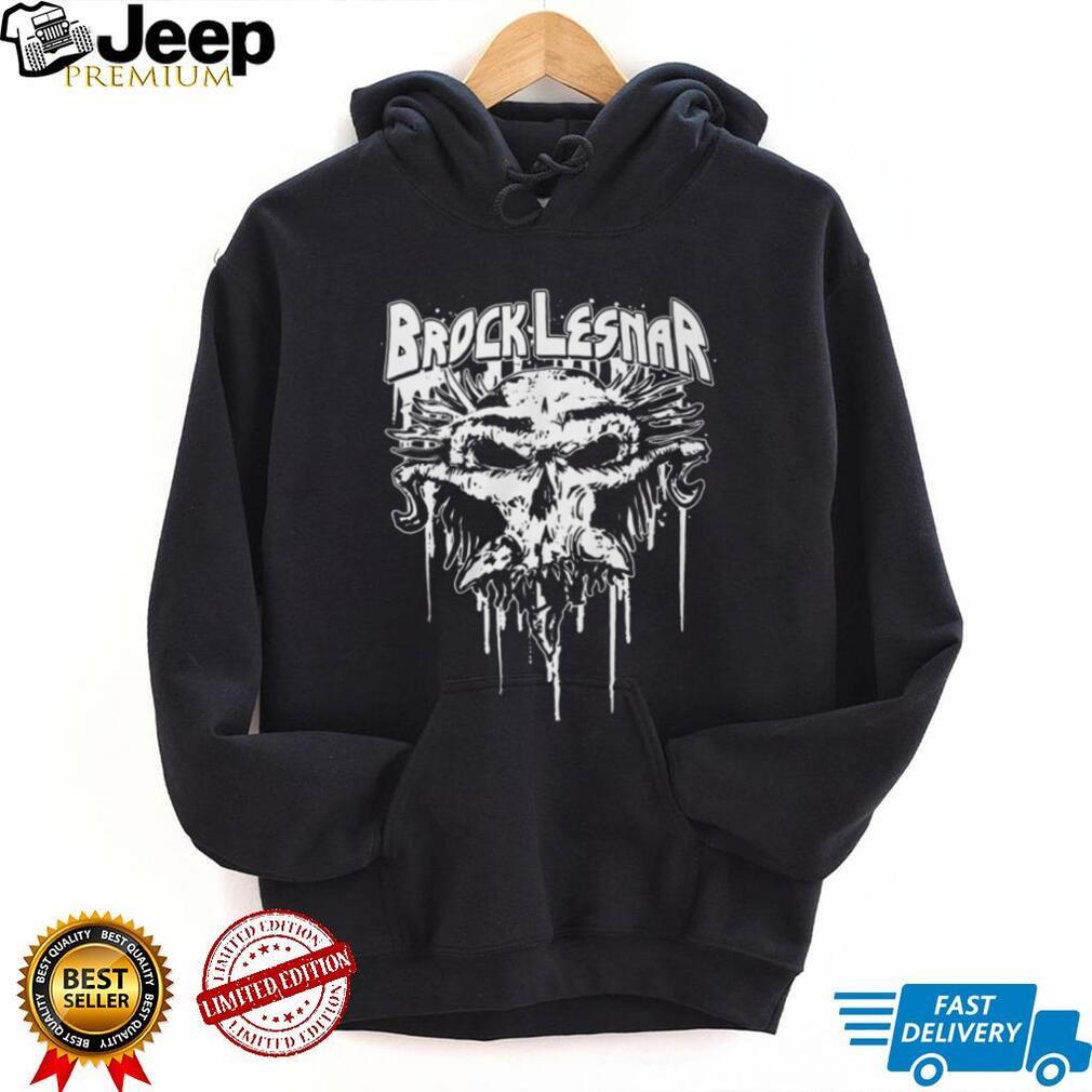 Brock Lesnar Distressed White Skull Logo Streetwear Style Wrestling T Shirt