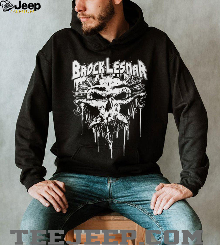 Brock Lesnar Distressed White Skull Logo Streetwear Style Wrestling T Shirt