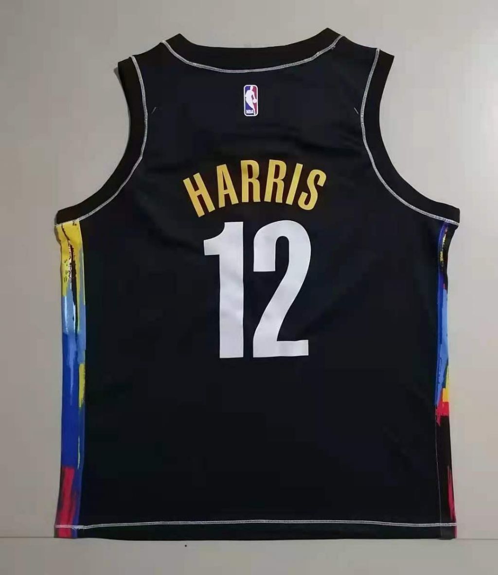 Brooklyn Nets #12 Joe Harris Nets Black v Collar 12 # Hot Press s-2xl Style 1
