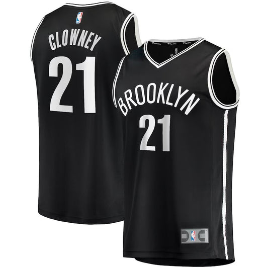 Brooklyn Nets #21 Noah Clowney 2023 NBA Draft First Round Pick Fast Break Replica Jersey - Icon Edition - Black