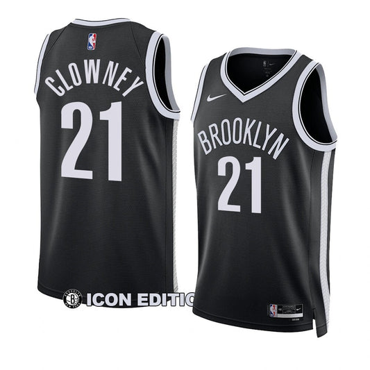 Brooklyn Nets #21 Noah Clowney 2023 NBA Draft Men Black Jersey 2022-2023 Icon Edition