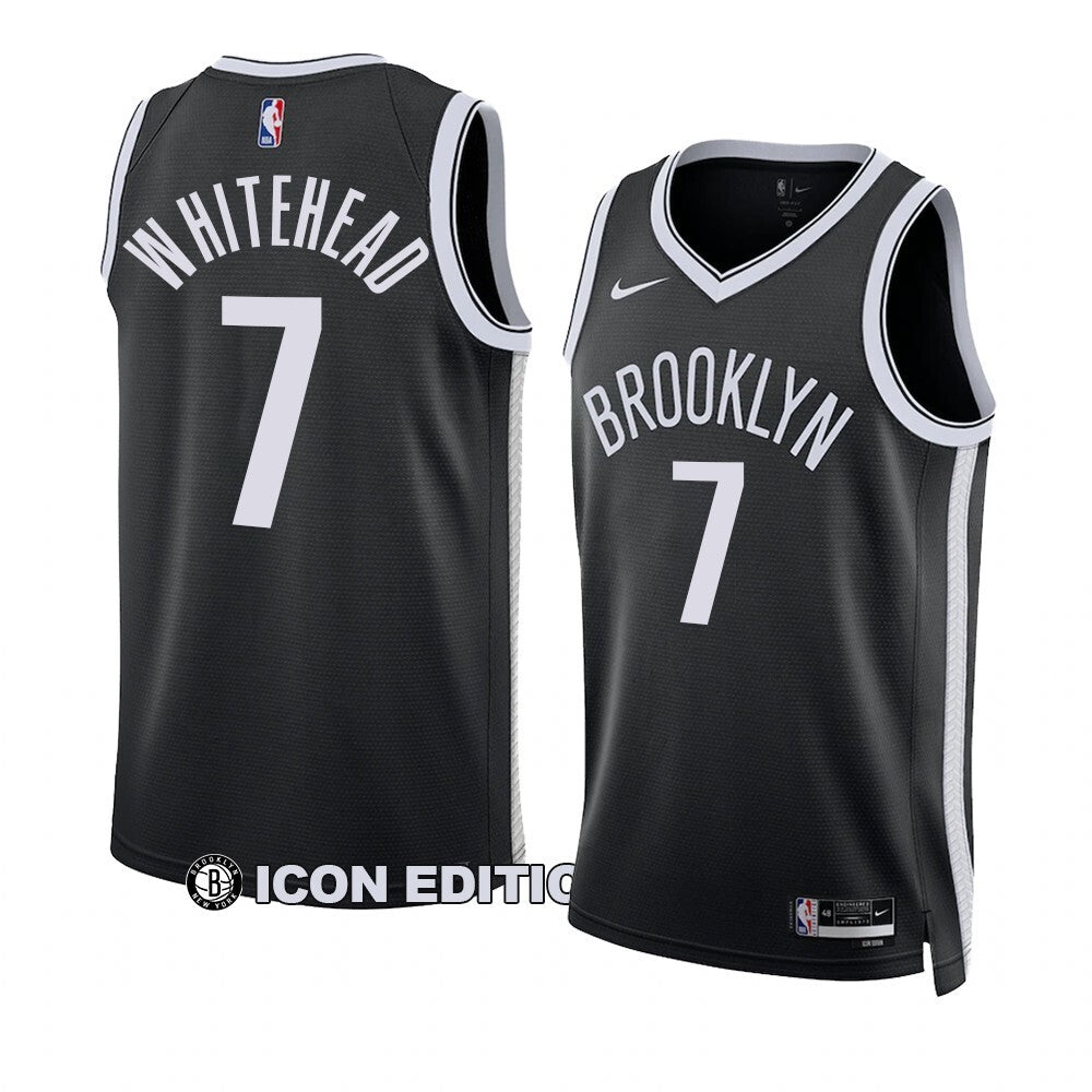 Brooklyn Nets #7 Dariq Whitehead 2023 NBA Draft Men Black Jersey 2022-2023 Icon Edition