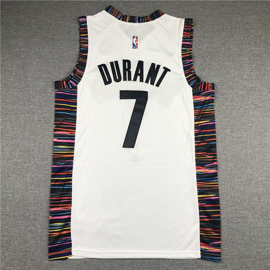 Brooklyn Nets #7 Kevin Durant 19 Nets 7 White City Edition Logo Style 4