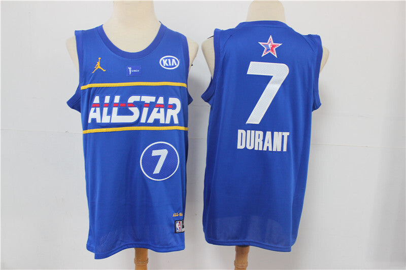 Brooklyn Nets #7 Kevin Durant Nets 7 # 20-21 Season All-Star Blue Jersey -- With Logo