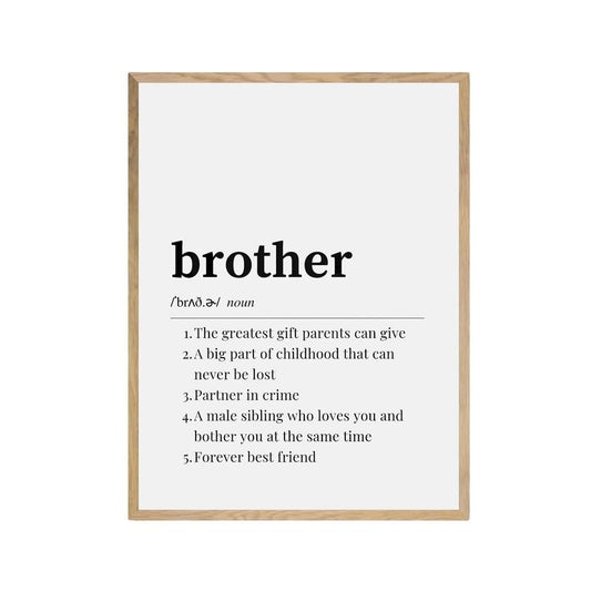 Brother Definition Print, Brotherhood Art, Meaningful Gift For Brother, Gift For Sibling, Gifts For Daddy New Dad Bedroom...