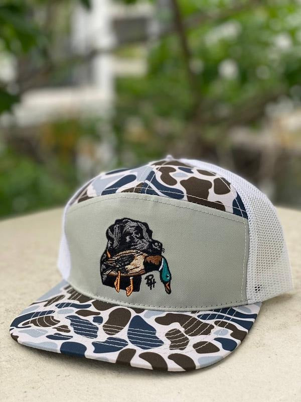 [GET 1 BUY 1 FREE] Combo 2 hat Black Lab Duck Hunting Deer Skull, Mama Tried, Mallard Duck, Sityaaa Ass On My Face Camo/Khahi/Brown 7 Panel Hat, Unisex Basics with Unique Design Snapback