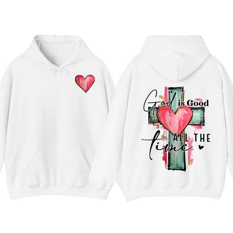 Brushstroke God Is Good All The Time 2 Sided T-Shirt Hoodie, Hand Drawn Cross Watercolor Graphic Tee, Christian Shirt, Jesus Apparel Trendy For Summer  Vacation Outfits 2025