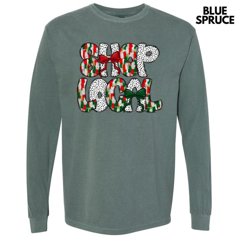 Brushstroke Shop Local Holiday Long Sleeve Comfort Colors T-Shirt