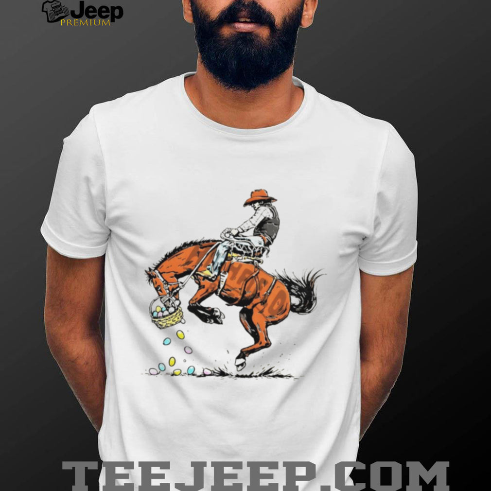 Bucking Bronco Cowboy Spilling Easter Egg Basket T Shirt