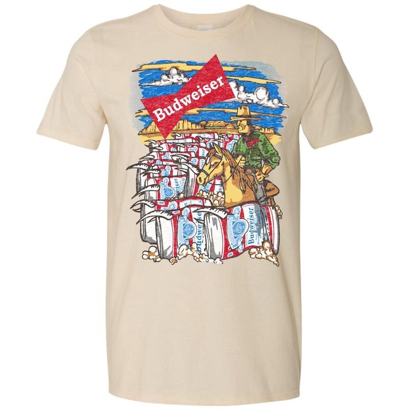 Budweiserr Front print T-Shirt, Vintage Western Cowboy Shirt, Gift For Men, Sweatshirt Hoodie For Men Women