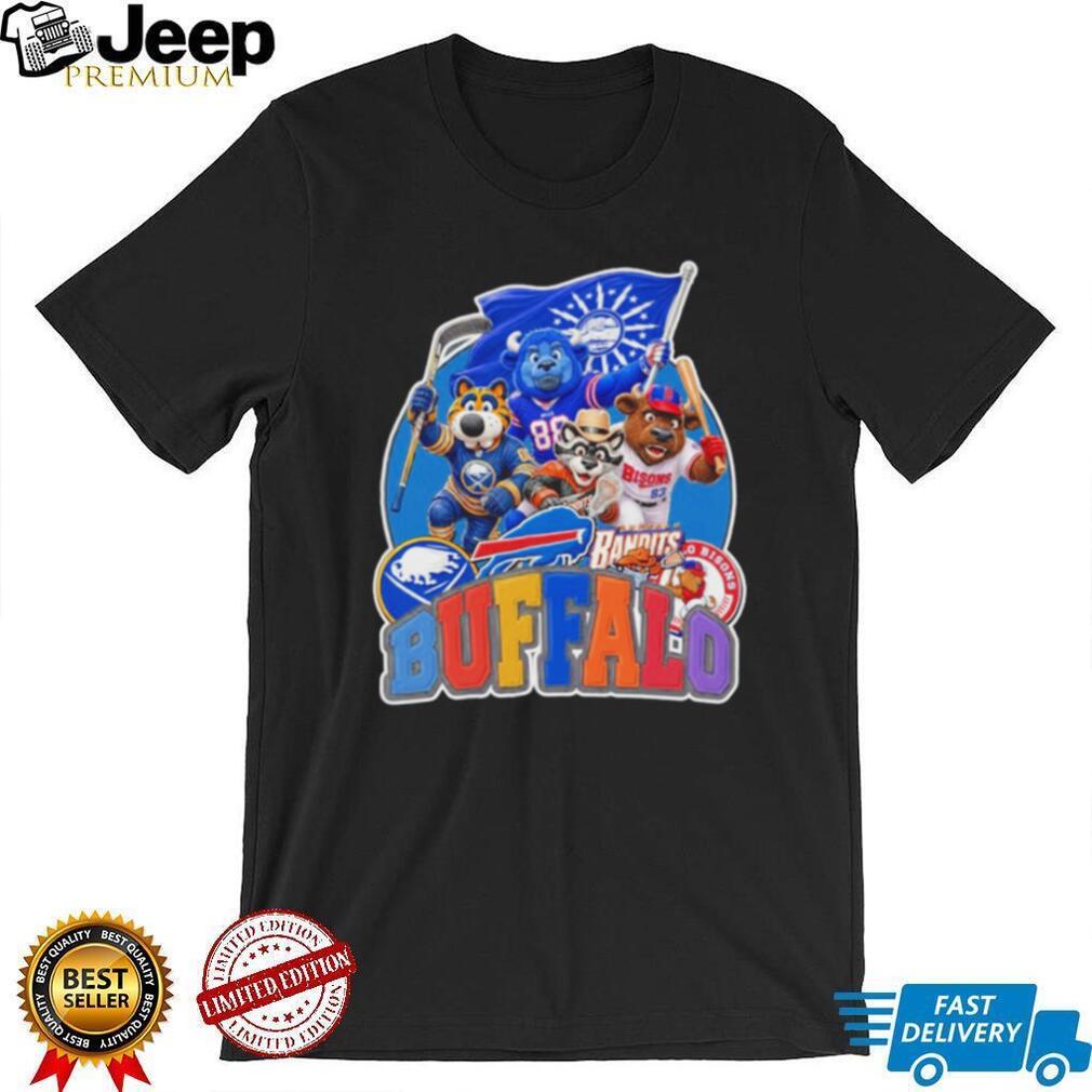 Buffalo City Mascot Celebration Bills Sabres Bisons Bandits T Shirt