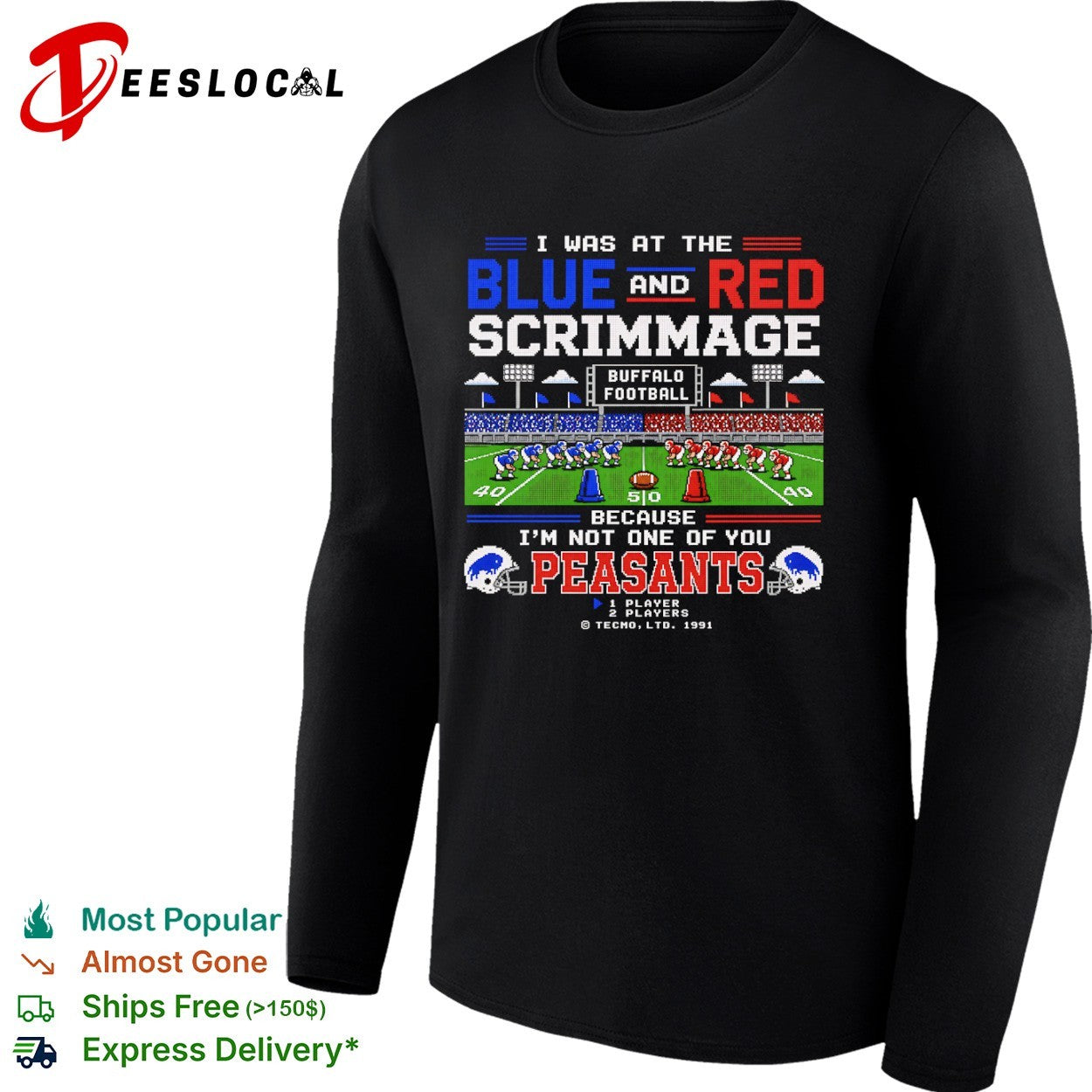 Buffalo Football Blue and Red Scrimmage Tecmo Retro shirt