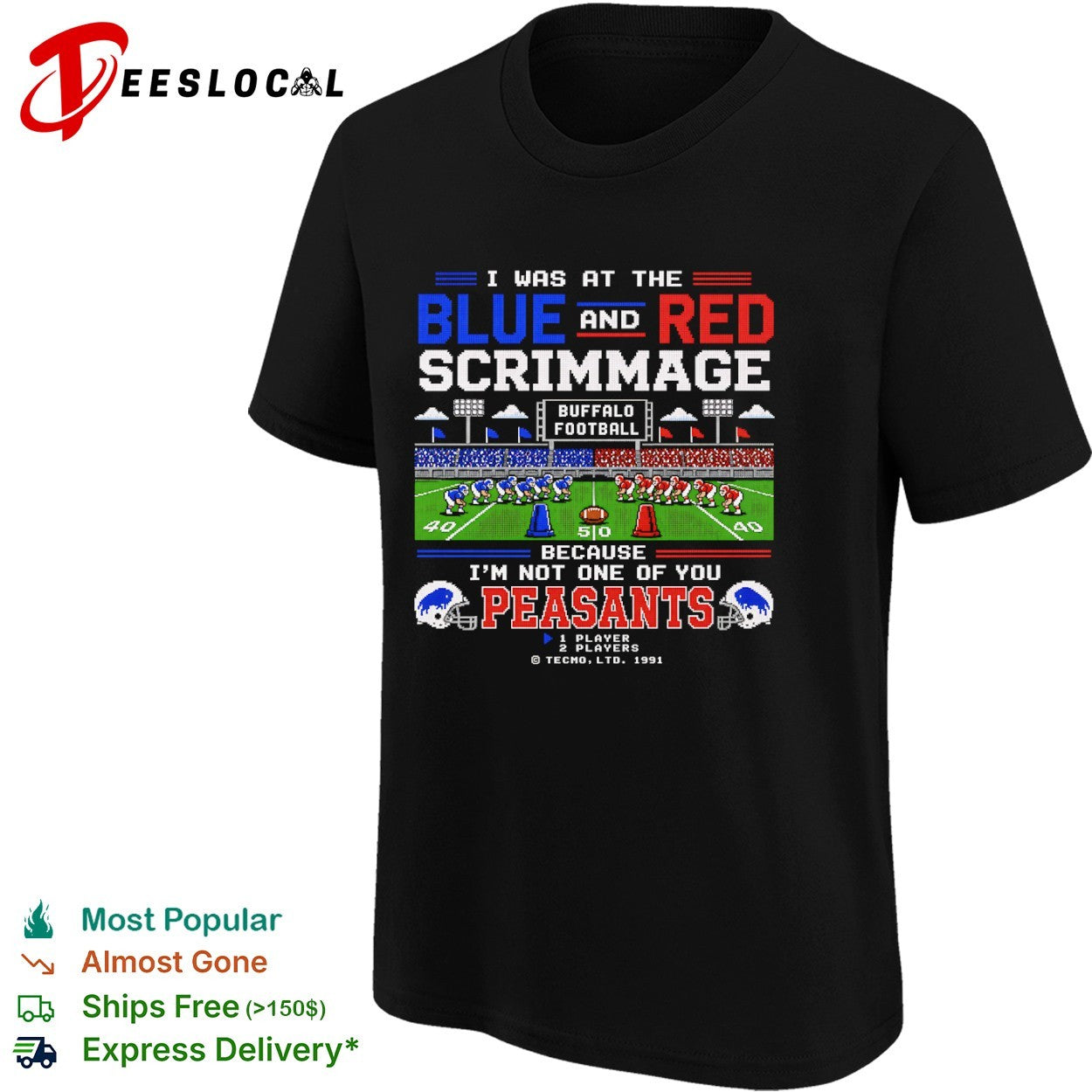 Buffalo Football Blue and Red Scrimmage Tecmo Retro shirt