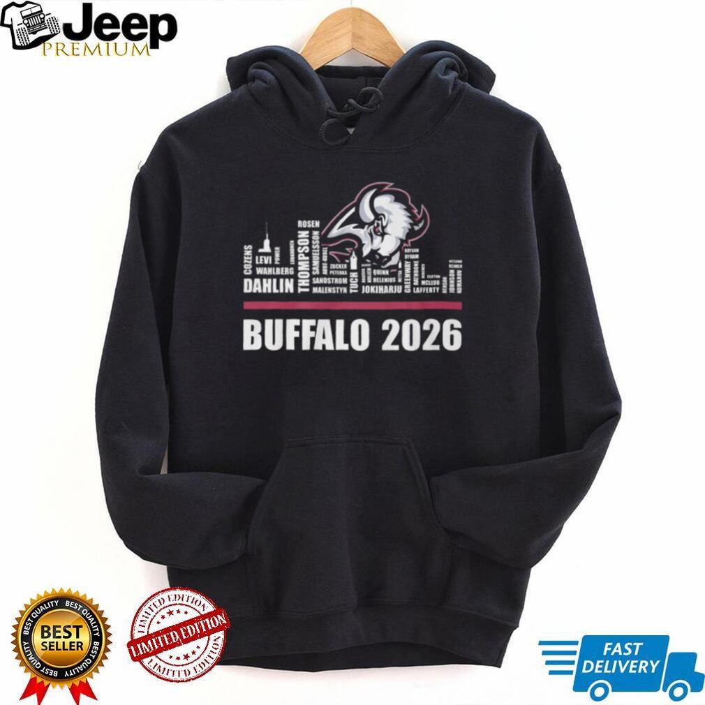 Buffalo Sabres 2026 Roster Skyline Player Names Hockey Fan T Shirt