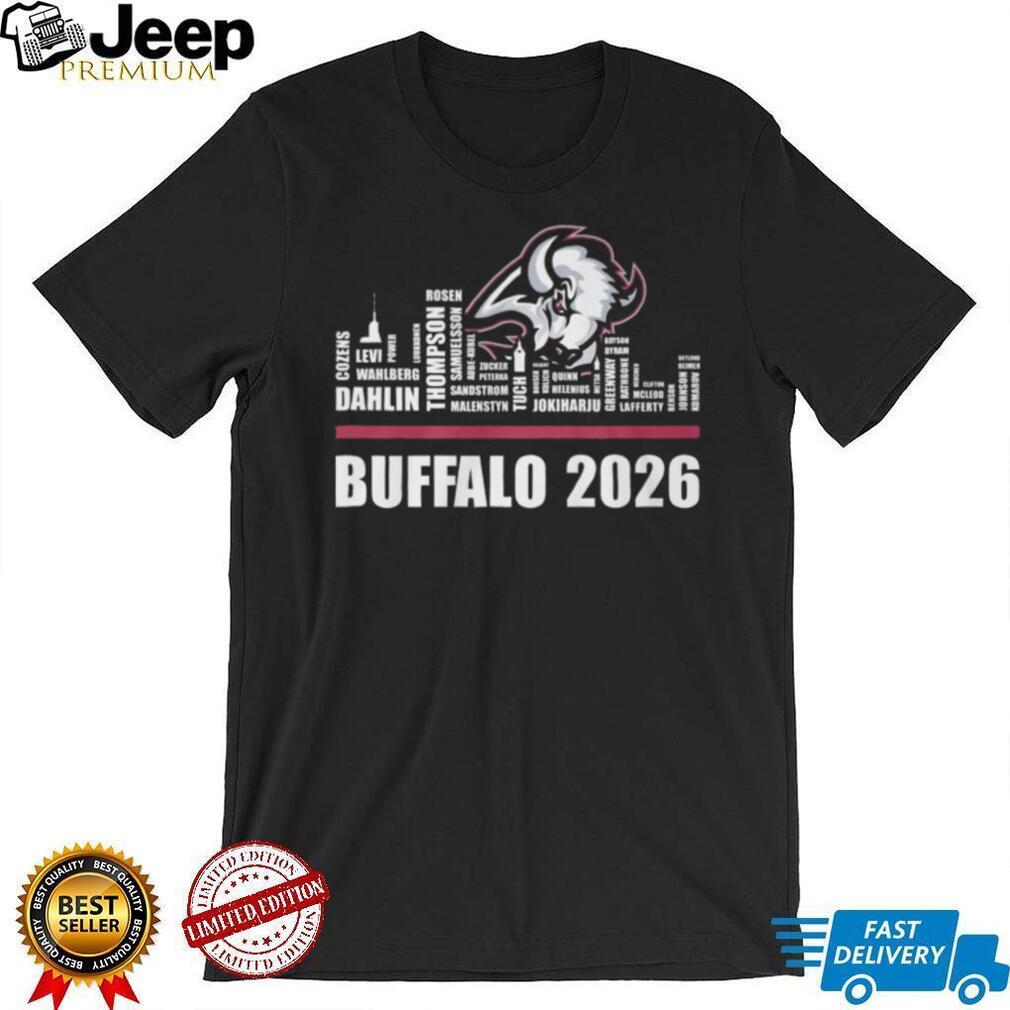 Buffalo Sabres 2026 Roster Skyline Player Names Hockey Fan T Shirt