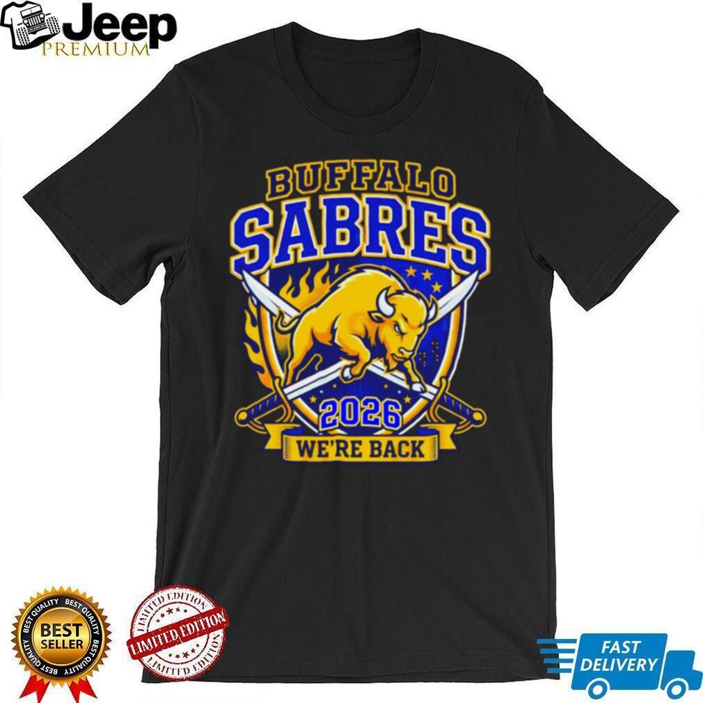 Buffalo Sabres We’re Back 2026 Charging Buffalo Logo T Shirt