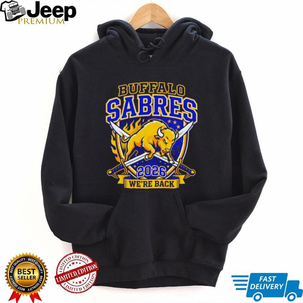Buffalo Sabres We’re Back 2026 Charging Buffalo Logo T Shirt