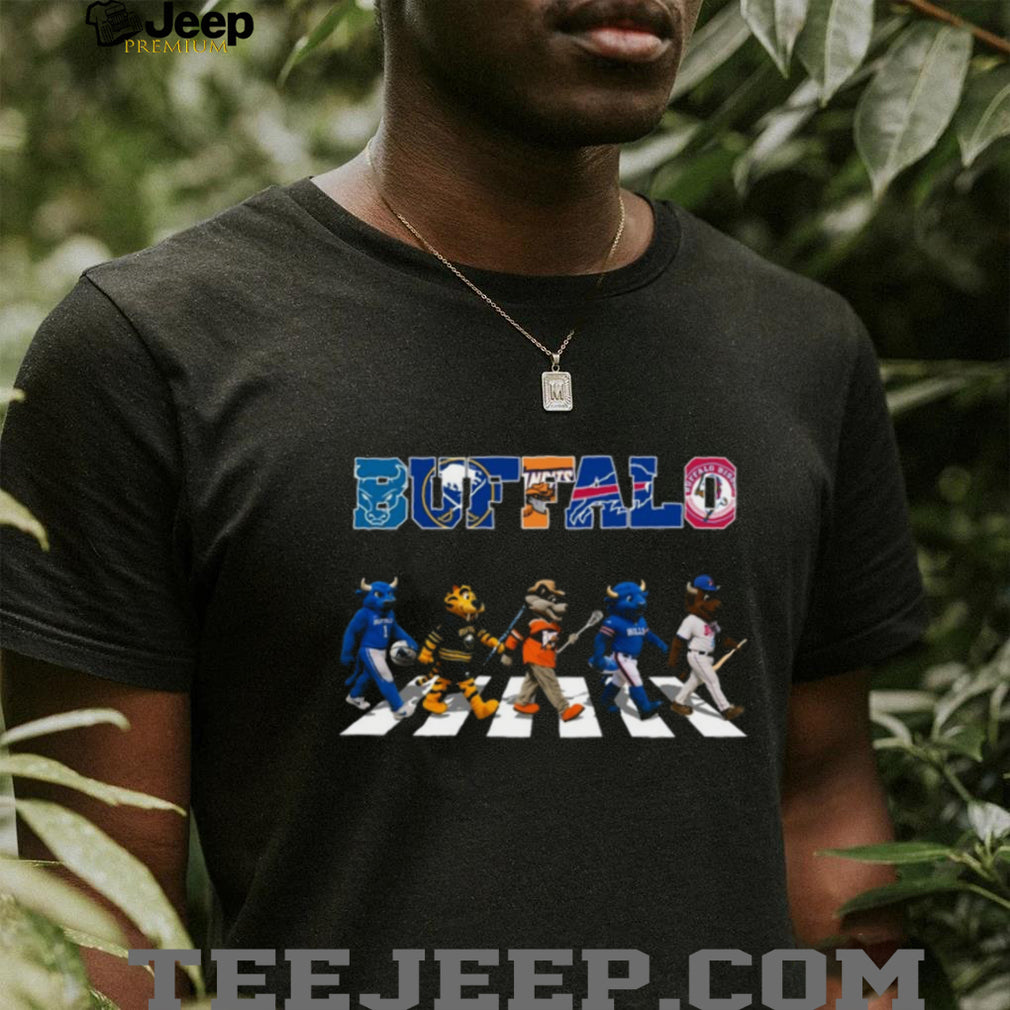 Buffalo Sports Mascots Abbey Road Crossing Bills Sabres Bisons T Shirt