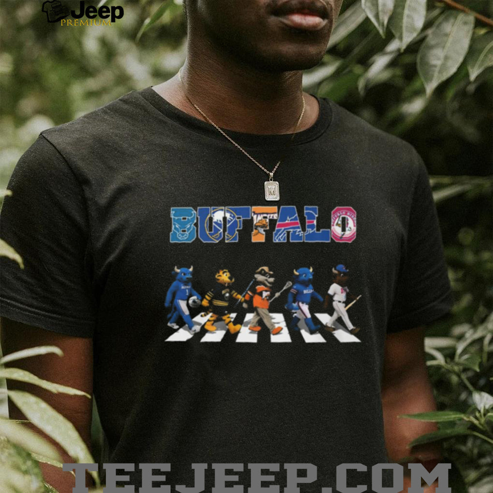 Buffalo Sports Mascots Abbey Road Crossing Sabres Bills Bisons Bandits T Shirt