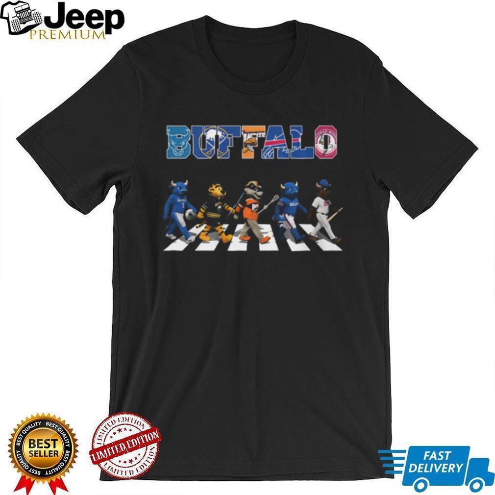 Buffalo Sports Teams Mascots Abbey Road Crossing Buffalo Fans T Shirt