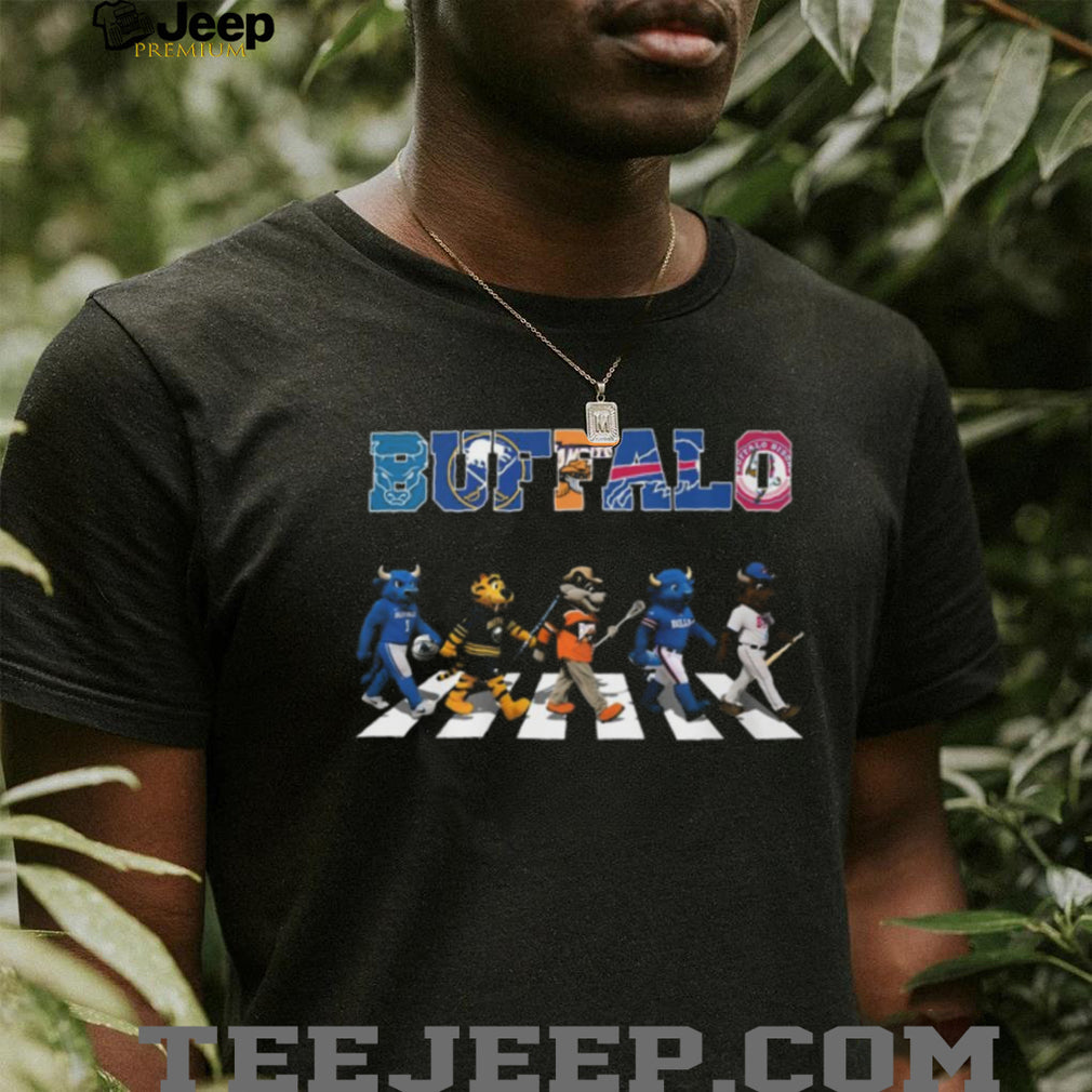 Buffalo Sports Teams Mascots Abbey Road Crossing Buffalo Fans T Shirt
