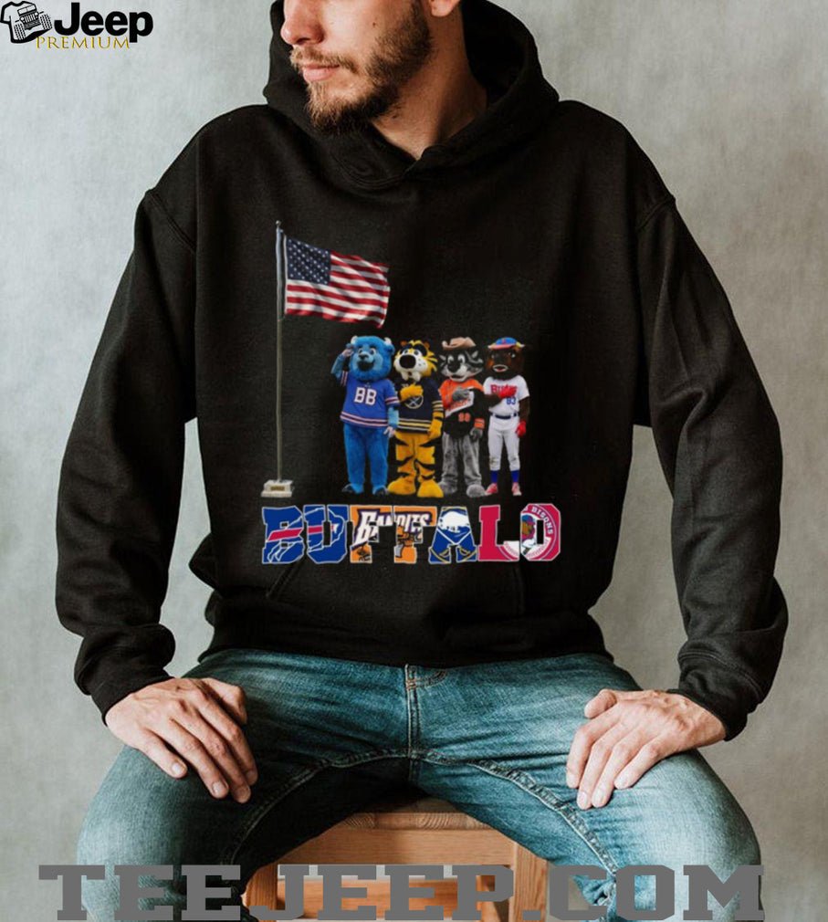 Buffalo Sports Teams Mascots Saluting US Flag Patriotic Coffee T Shirt