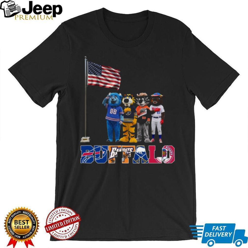 Buffalo Sports Teams Mascots Saluting US Flag Patriotic Coffee T Shirt