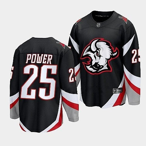 Buffalo Sabres #25 Owen Power black goathead alternate premier jersey