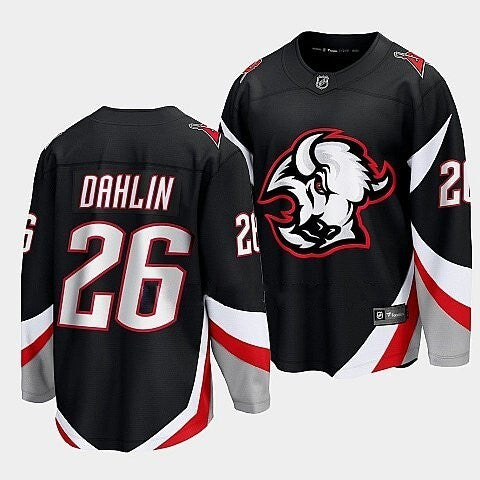Buffalo Sabres #26 Rasmus Dahlin black goathead alternate premier jersey