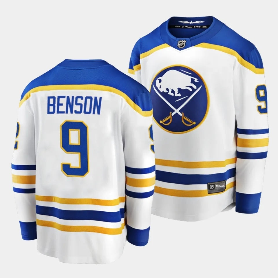 Buffalo Sabres #9 Zachary Benson Away White Jersey 2023 NHL Draft