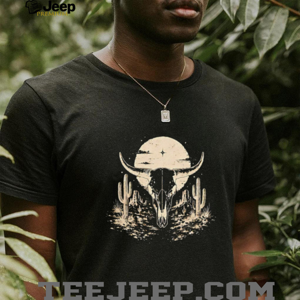 Bull Skull against desert moon vintage shirt
