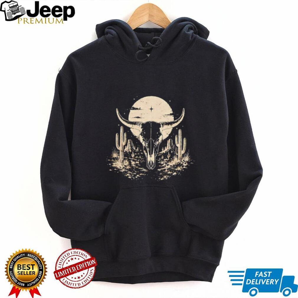 Bull Skull against desert moon vintage shirt