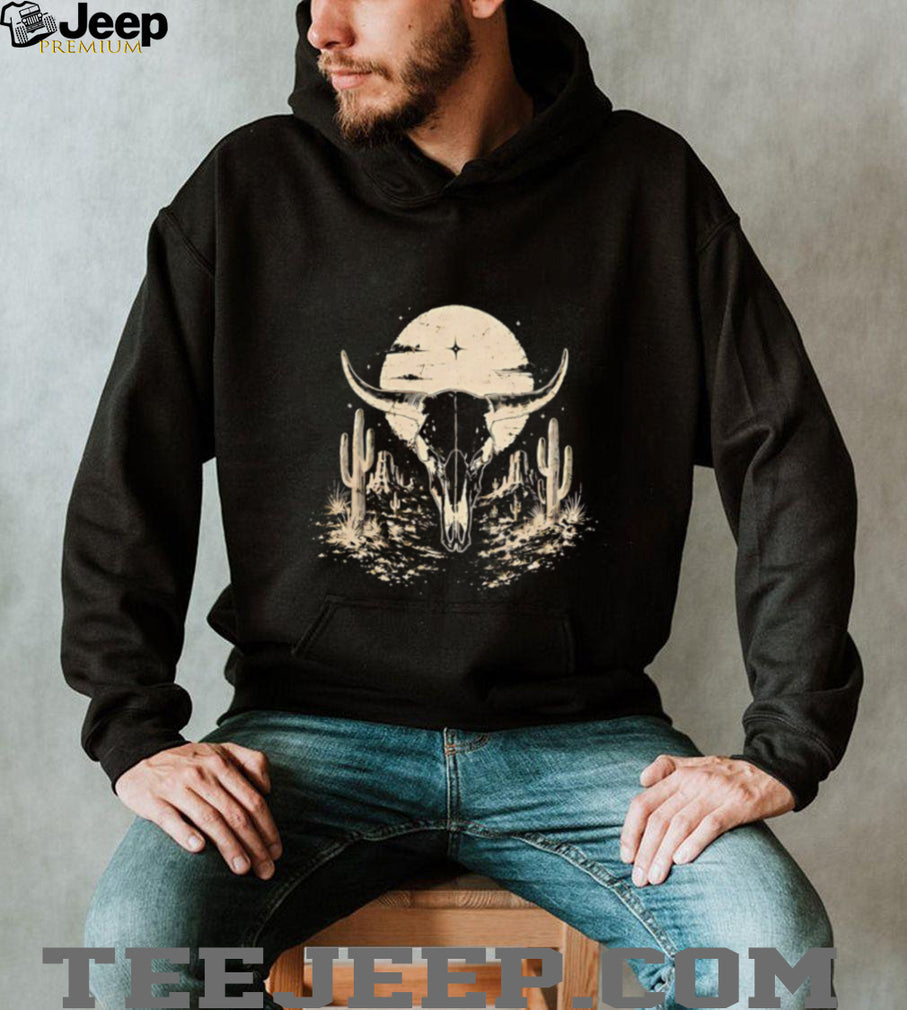 Bull Skull against desert moon vintage shirt