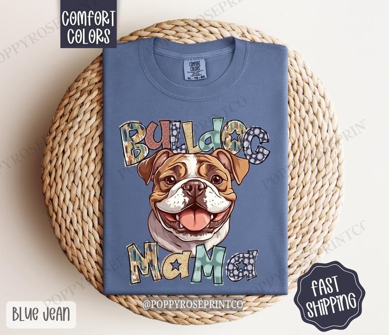 Bulldog Mama Comfort Colors, Dog Mom Tee, Cute Women's Tshirt