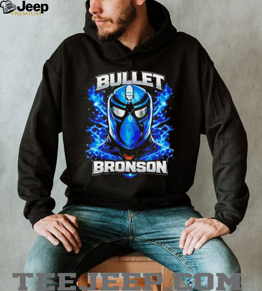Bullet Bronson Blue Wrestling Mask Lightning Graphic T Shirt